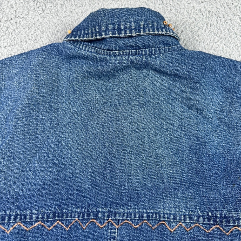 Vintage Southwestern Tapestry Quilted Denim Jacket Women Medium Blue 220 Hickory - Picture 6 of 14